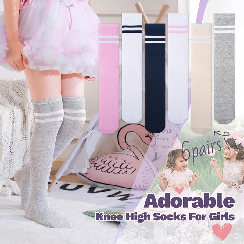 ANTSANG Kids Girls Knee High Socks Long Boot Crazy Silly Fun Gift Cute Tall Animal Socks for Child 6 Pairs - Image 2